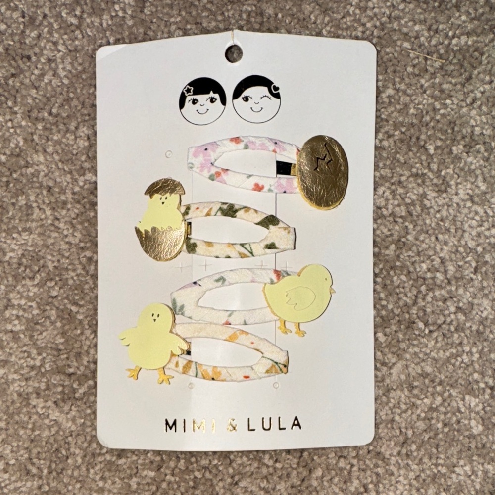Kids Hair Clips - Floral and Gold